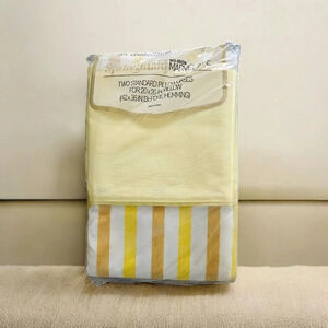 Vtg Springmaid Yellow Stripe Pillowcases Marvelaire Non Iron NOS